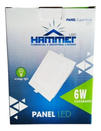 Lampara Panel Bombillo Led Cuadrado Empotrar 6w 6500k Hammer