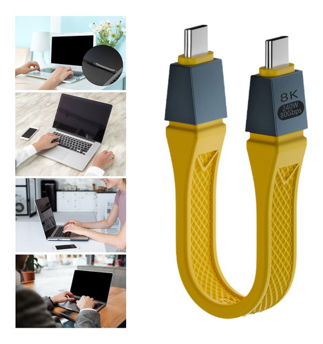 Cabo Usb C Usb C Para Usb C Cabo 80 Gbps 13 Cm 240w Amarelo