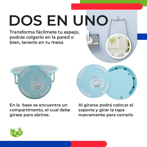 Espejo De Luz Led Lampara Touch Recargable Brillo Ajustable