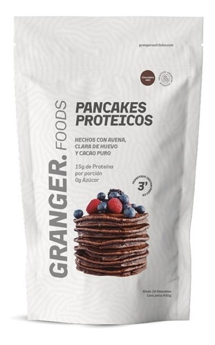 Imagen 1 de 1 de Pancakes Proteicos Chocolate Granger X 450 Gr   18 Pancakes 