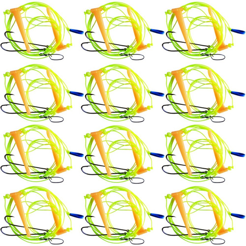 Kit 12 Líneas Pesca Variada De Fondo 2 Anzuelos  
