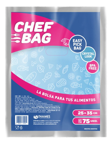 Bolsas Para Freezer Conservar Alimentos Chef Bag 25x35cm 75u