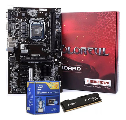 Tarjeta Madre Motherboard H81/procesador Intel/8gb Gamer