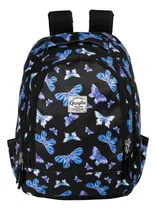 Comprar Mochila Urbana Mujer Porta Notebook Qe450 Q Color Blue Papillon Diseño de la tela Red Roses