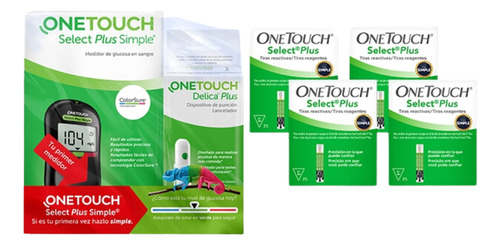 Kit Glucómetro Onetouch® Select Plus Simpletm + 100 Tiras