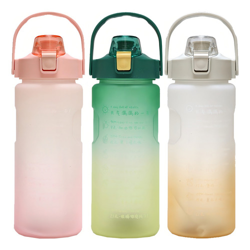 Botella De Agua Cilindro Motivacional Con Horas 1.5 Litros Color Verde / Amarillo