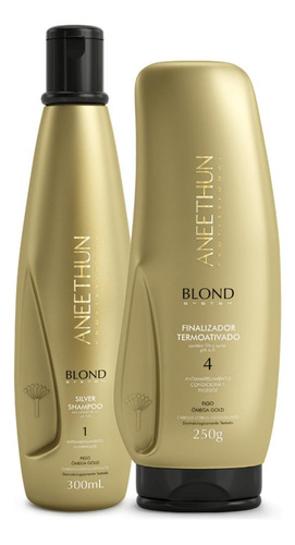  Shampoo Aneethun Kit blond system silver aneethun manutenção uso diario Kit blond system silver aneethun manutenção uso diario en kit de 250g