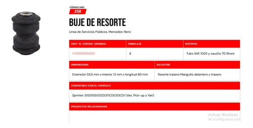 Kit De Bujes De Elásticos Traseros Mb Sprinter 310 / 313