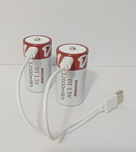 Pack 2 Pilas Tipo D Recargable Usb Para Boiler De Paso