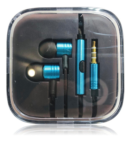 Audifonos Auricular Manos Libres Metalizado Keeka N10 Color Azul