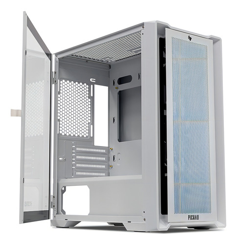 Gabinete para jugadores Pichau Hx550m, torre media, cristal plano, C/3 F, color blanco