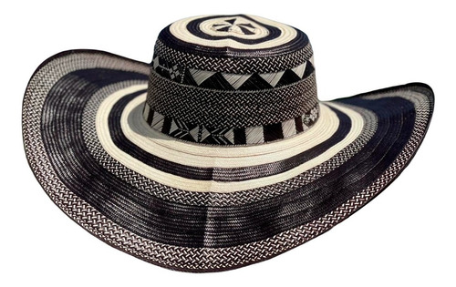 Sombrero 23 Fibras Exclusivo Fino Negro Y Beige