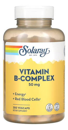 Vitamina B Complex 50 Solaray 250 Capsulas Vegetales Sabor Neutro