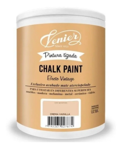Pintura Chalk Paint Vintage Tizada 8 Colores 1 Litro Venier