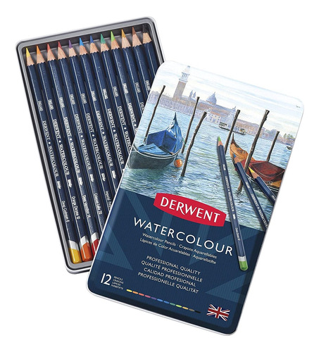 Lapices De Acuarela Derwent De Dibujo Lata De Metal 12-pack