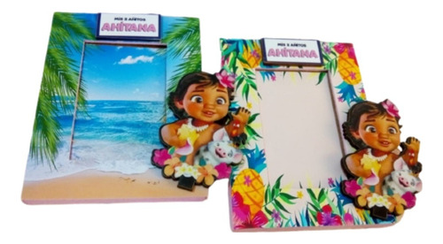 10 Souvenirs Portaretratos Moana Con Vidrio Para Foto 6x9cm 