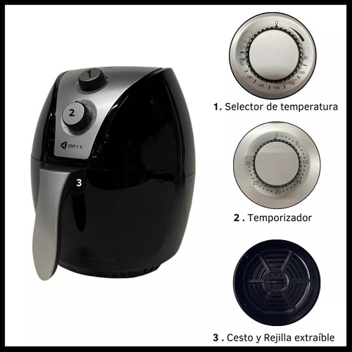 Freidora de aire Oryx OR3202 de 3.2L color negro 220V-240V