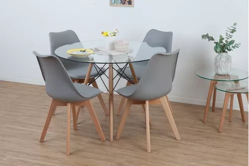 Juego De Comedor Mesa Eames 70x70 + 2 Sillas Tulip