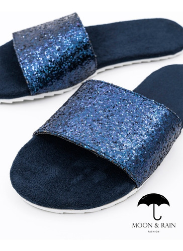 Imagen 1 de 4 de Sandalias De Piso Para Dama Marino Brillante Moon & Rain