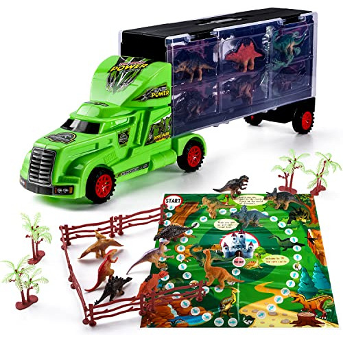 Set De Juego De Transporte De Dinosaurios, Camión Tran...