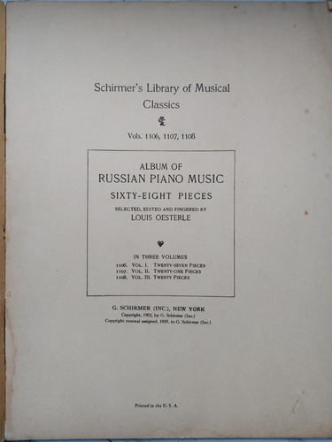 Imagen 2 de 4 de Album Of Russian Piano Music. Schirmer's Library. 52154.