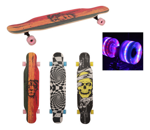 Longboard Profesional Capas Maple Canadiense Skate C/luces