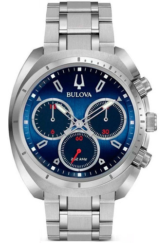 Reloj Bulova Curv Precisionist 96A185/WB31952f para hombre, color de correa plateado, color de fondo azul oscuro