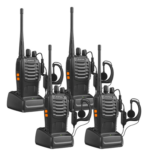 4 Radios Uhf Baofeng Bf-888s Con Auricular, Juego De 4 Manos