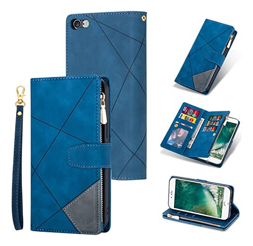 Funda Cartera Para iPhone 6/iPhone 6s Diamond Azul Piel Sint
