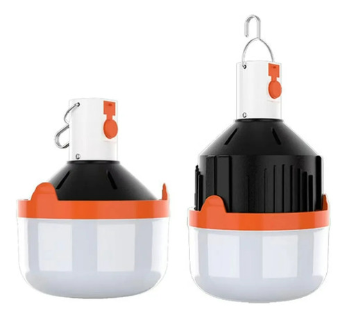 Led Recargable Bombilla 25w De Emergencia Carga Usb Negro Con Naranjo