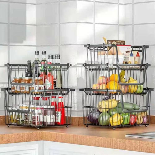 Canasto Organizador Ropa Baño Verduras Frutas Cesta Apilable