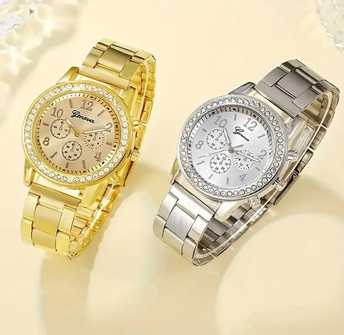 Reloj De Pulsera Para Dama Geneva Modelo Clásico / Diamantes