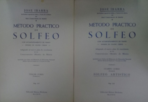 Metodo Practico De Solfeo 2 Tomos * Ibarra Con Piano Musica