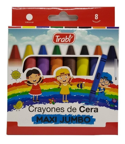 Crayones De Cera Trabi Maxi Jumbo X 8 Unidades