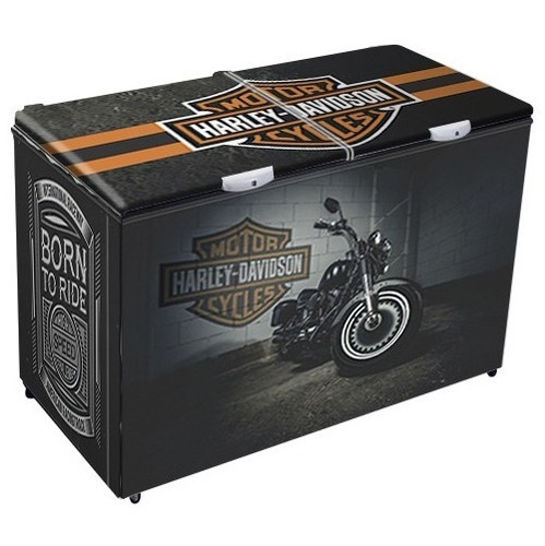 Adesivo Freezer Horizontal 2 Tampas Moto Retro Harley Em Hd