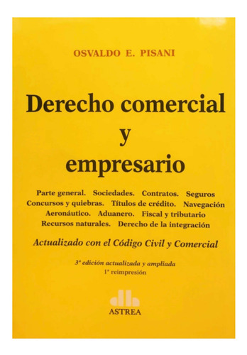 Derecho Comercial Y Empresario Pisani, De Pisani. Editorial Astrea, Tapa Blanda En Español