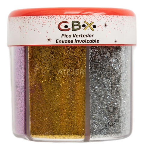 Imagen 4 de 6 de Frasco Gibre Purpurina Glitter Marca Cbx 50 Gramos 6 Colores