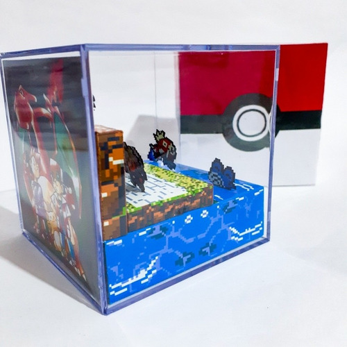Diorama Pokémon Batalha Pokémon Red E Blue 9x9cm
