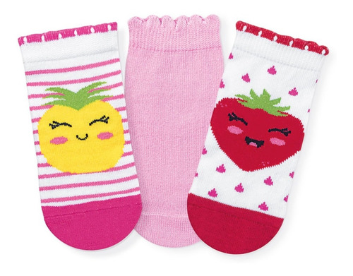 Kit Meias Bebê Soquete Cia Da Meia 3 Pares