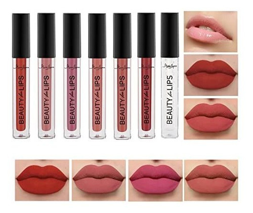 Maria Ayora 7pcs Matte Liquid Lip Gloss Set,lipstick Set Wit