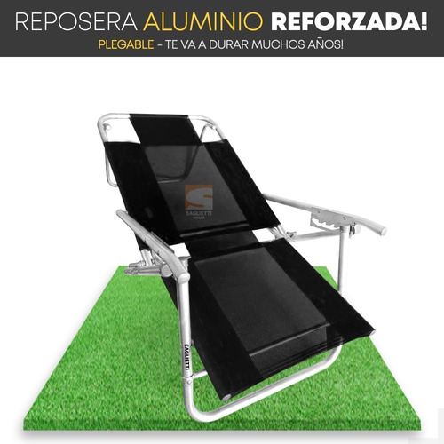 Imagen 4 de 10 de Reposera Cama Aluminio Super Reforzada Playera 125 Kilos