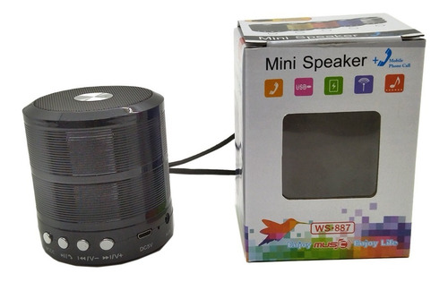 Imagem 4 de 6 de Kit 10 Mini Caixa De Som Portátil Bluetoot Mp3 Ws-887 Preta