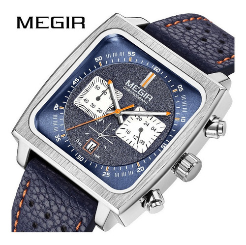 Reloj De Cuarzo Para Hombre Megir Modelo Mg2182 Color Blue 