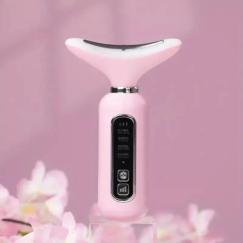 Masajeador Facial Cuello Reductor De Papada Vibracion Luces Rosa