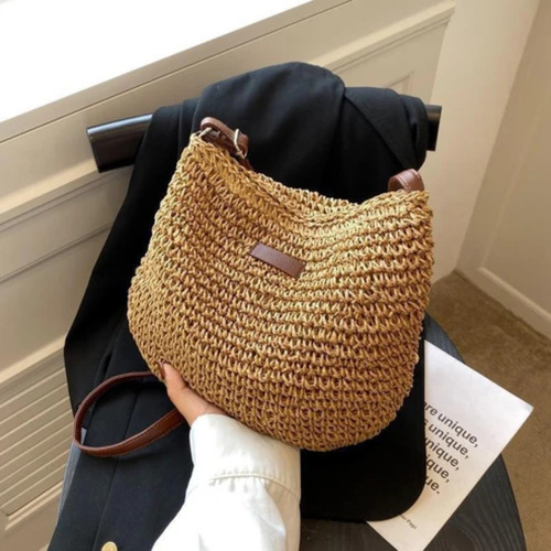 Bolso Sienna - Bolso Boho De Rafia Tejida Con Forro Interno