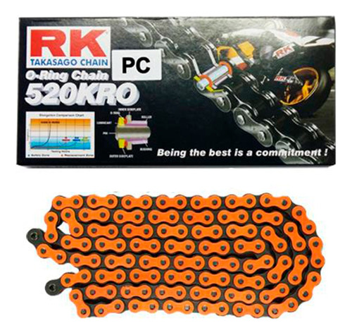 Cadena Rk 520kro-120 Naranja O-ring Ninja,vortex,suzuki,bmw