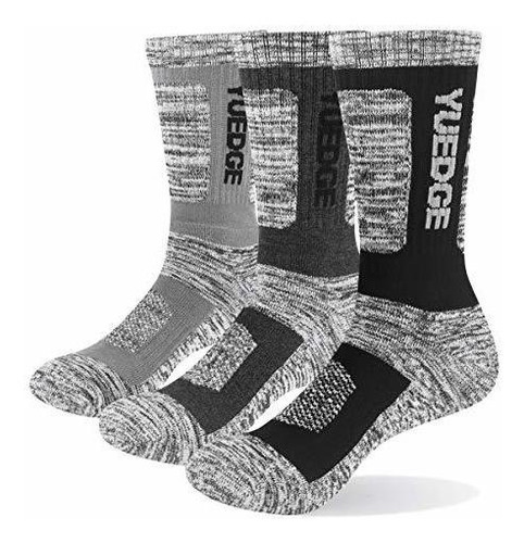 Yuedge Men's Cotton Comfy Cushioned Crew Socks Outdoor Sport