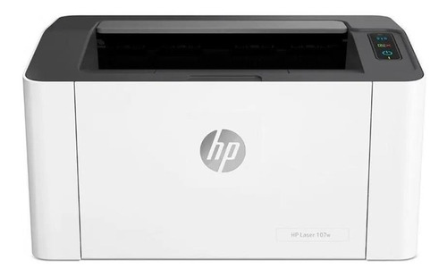 Imagen 1 de 3 de Impresora simple función HP Laser 107w con wifi blanca y negra 110V - 127V
