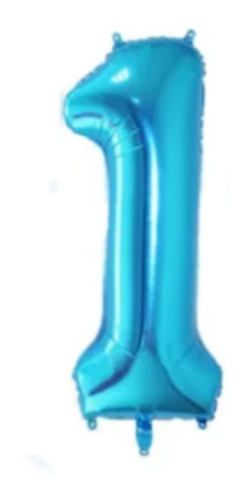 Imagen 1 de 1 de Globos Metalizados Números Color Celeste 32 PuLG X 1 Und