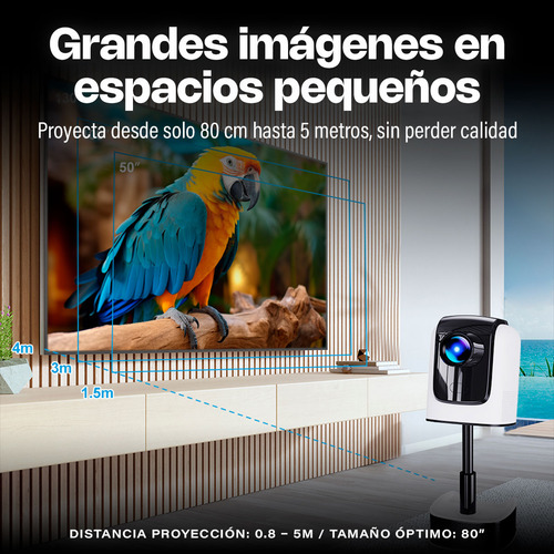 Proyector Android Wifi Portátil Hdr10 4k Con Soporte 12000lm
